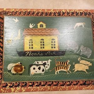 Noah's Ark Print on Wood with paint. 12 width by 9 inches.